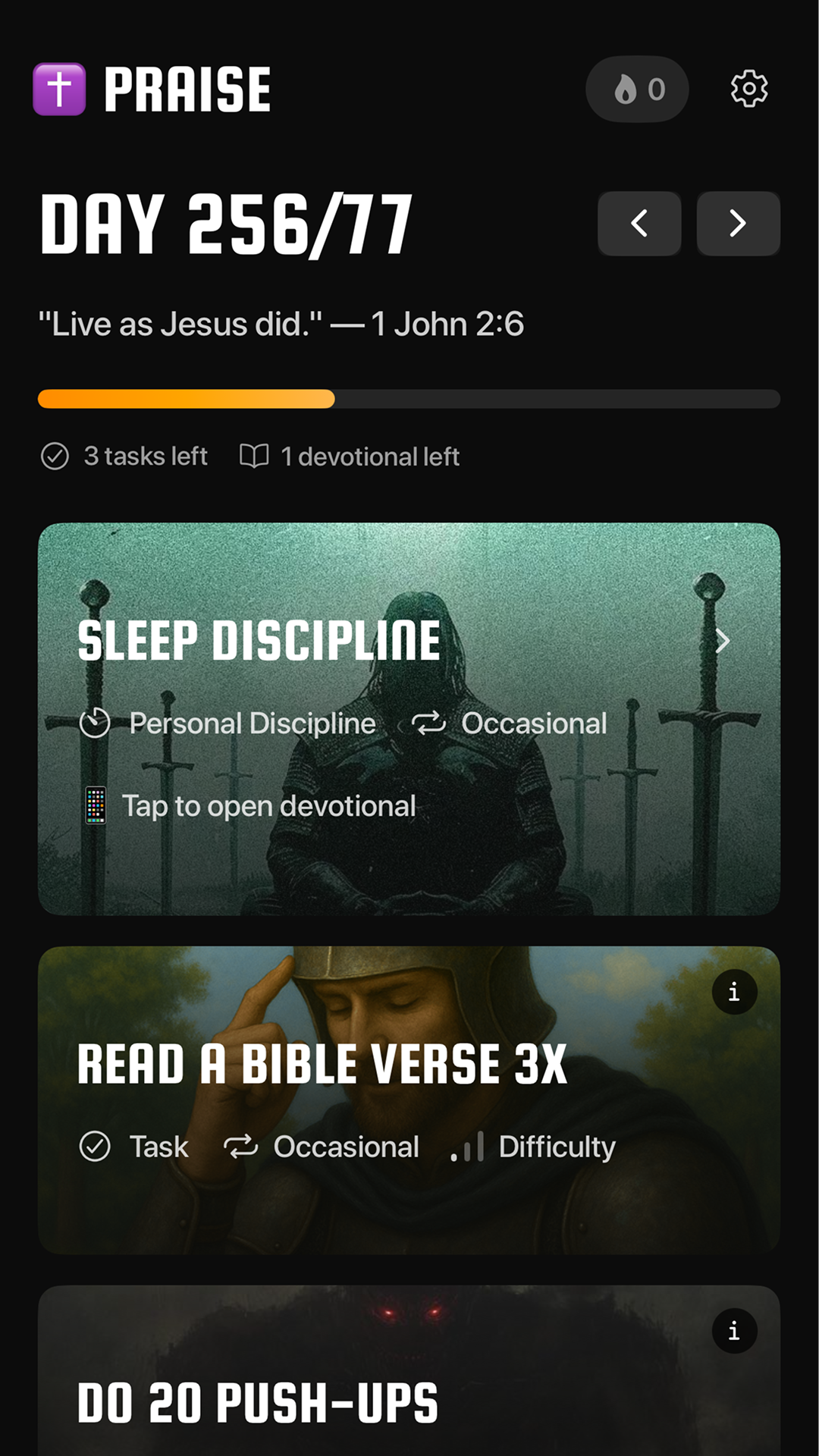 Praise app screenshot left